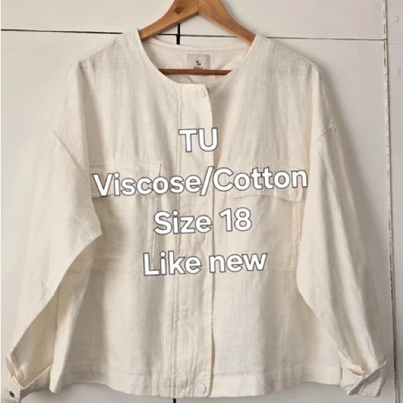 TU Women's Cream Button Down Shirt - Picture 1 of 5
